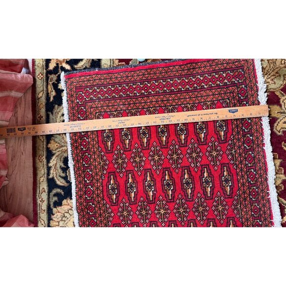 VTG Hand-Knotted All Wool Turkman-Style Oriental Sm Runner Rug Rustic Farmhouse - Picture 5 of 11